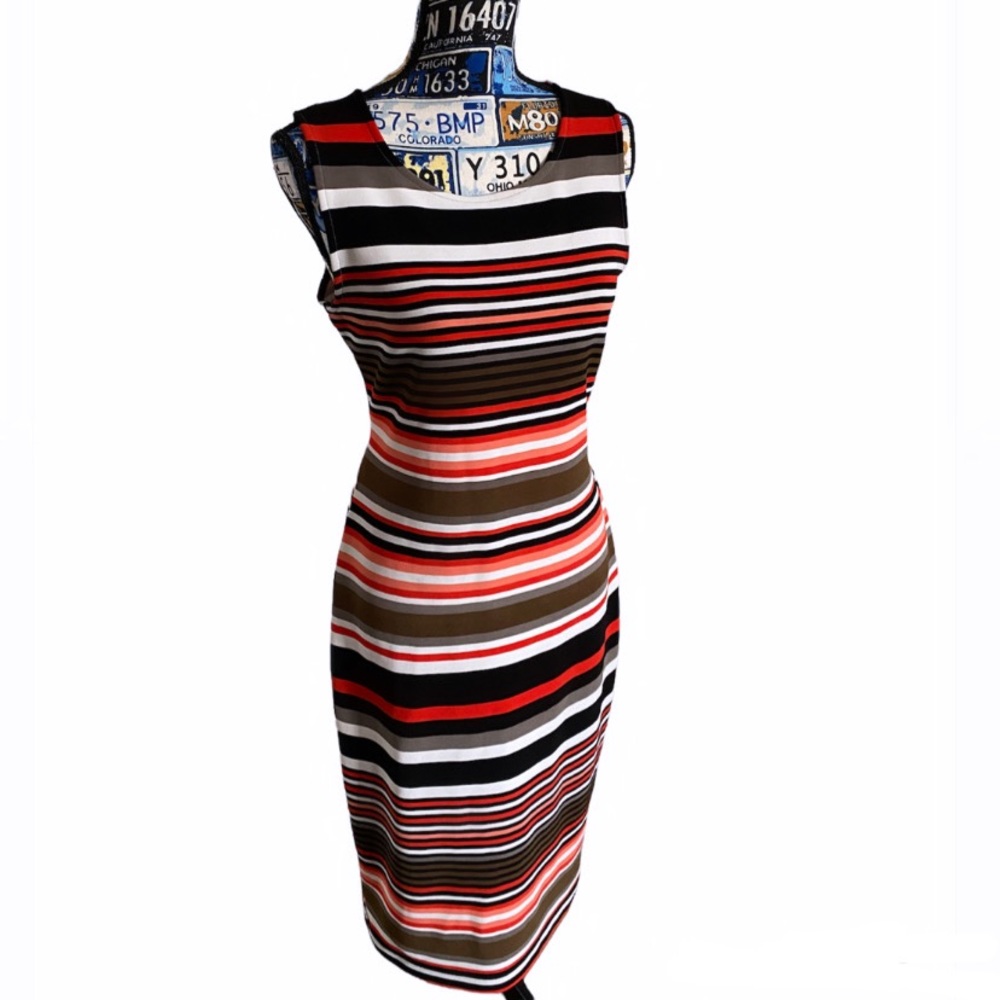 Olivia Matthews sleeveless Midi bodycon dress.